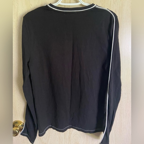 Rag & Bone Black Cotton Long Sleeve Shirt with Contrast Piping Sz Large - Picture 6 of 9